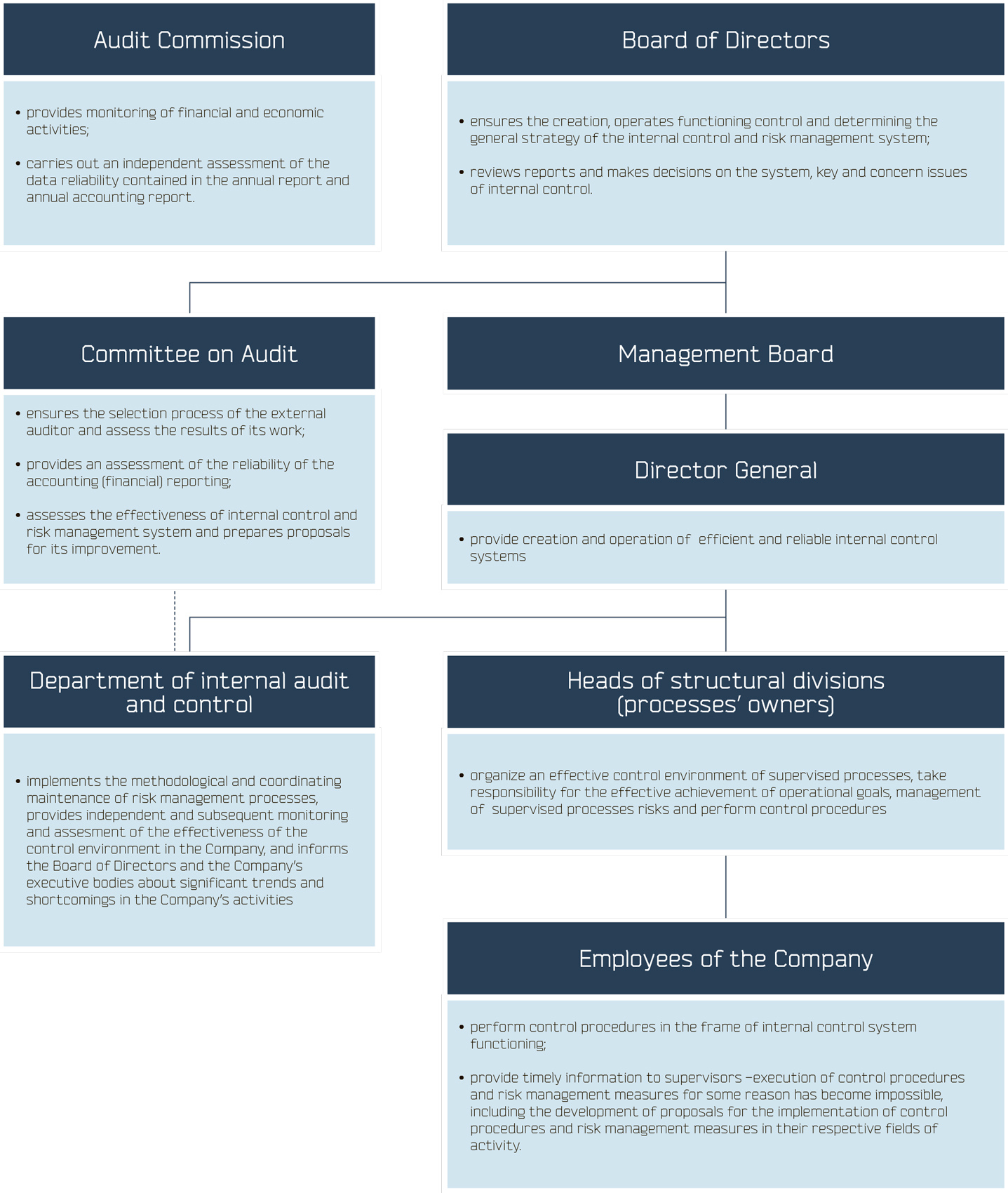 The structure of the internal control and risk management system